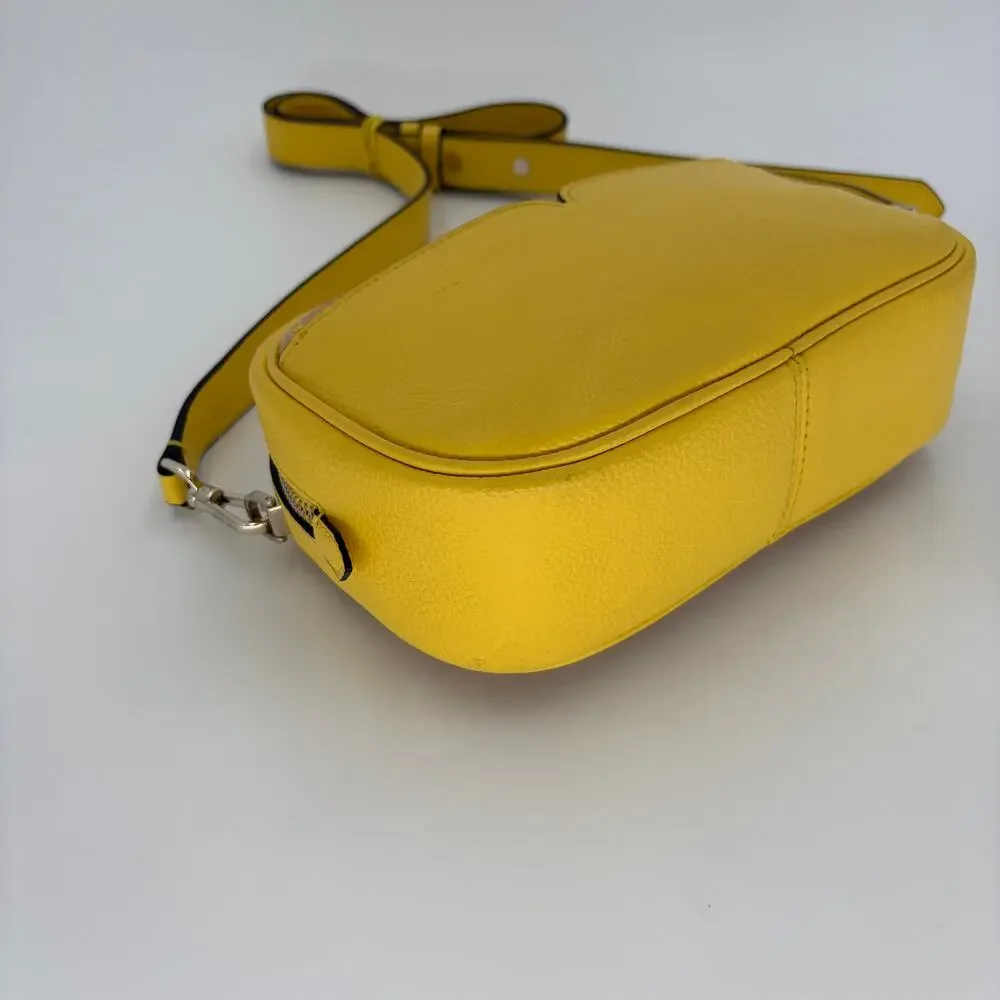 Kate Spade Astrid Yellow Pebbled Leather & Straw Crossbody Bag W/ Dustbag